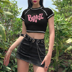 Y2K T-shirt Crop Top Classic Street Style Crop Top For Women's Adults' Hot Stamping Poly / Cotton