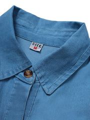 Women's Casual Dress Denim Shirt Dress Maxi long Dress Denim Basic Modern Outdoor Daily Vacation Shirt Collar Button Pocket Short Sleeve Summer Spring Fall Regular Fit Blue Pure Color S M L XL